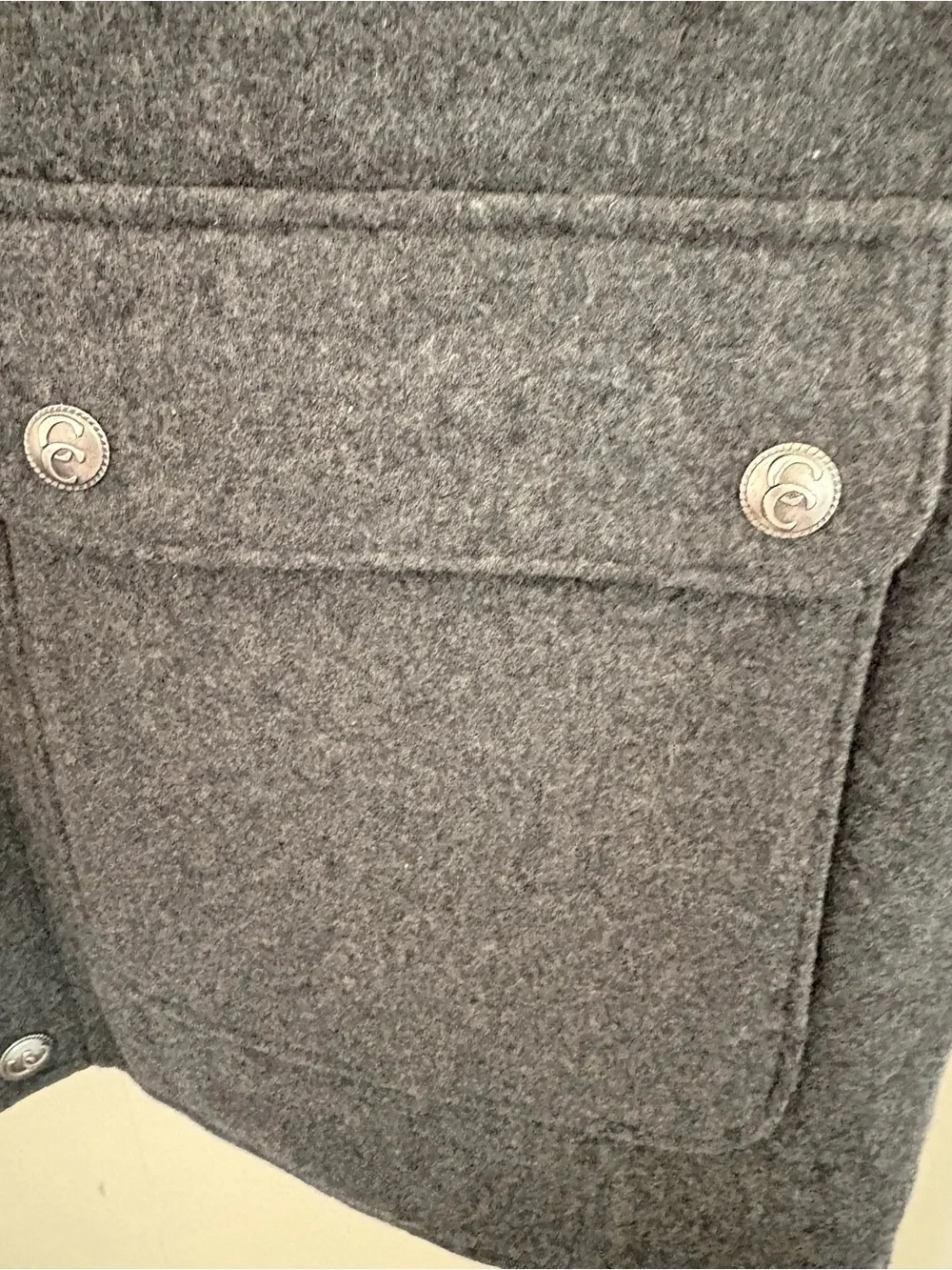Men's Charcoal Wool Button-Front Vest with Zip Chest Pocket